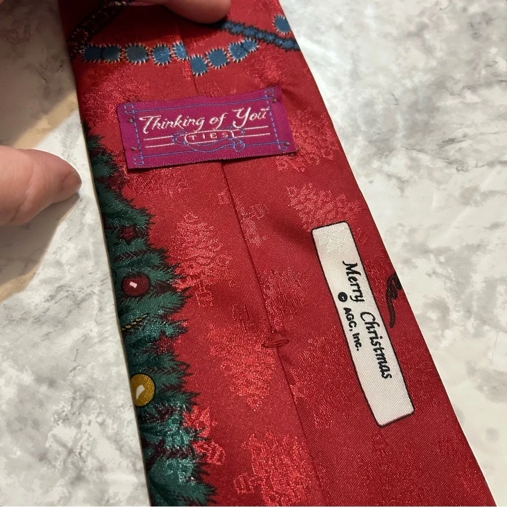 Vintage “Thinking of You” Christmas Holiday Napping Teddy Bear Santa Tie 58”